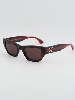 Gucci GG2116S 002  Sunglasses Havana Cat Eye Frame, Brown Lenses